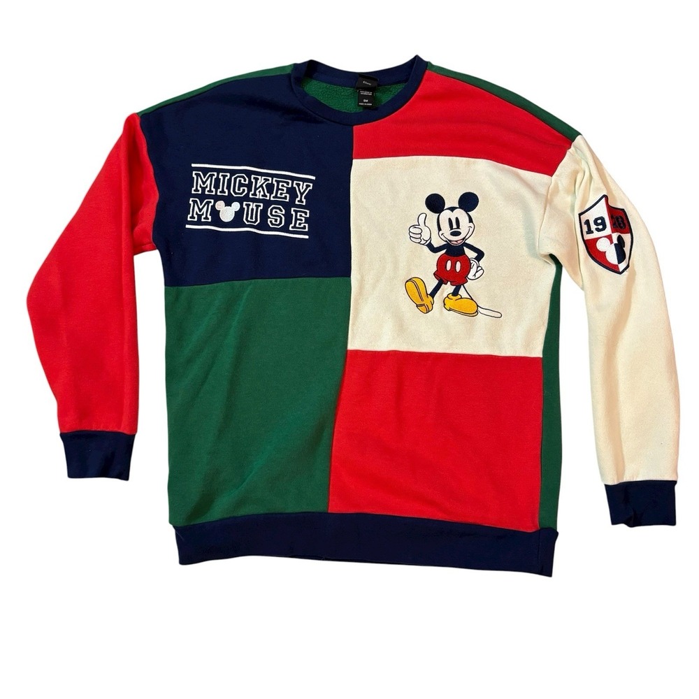 Disney Mickey Mouse Retro Color‎ Block Crewneck Box Lunch Exclusive Sz SM SMALL